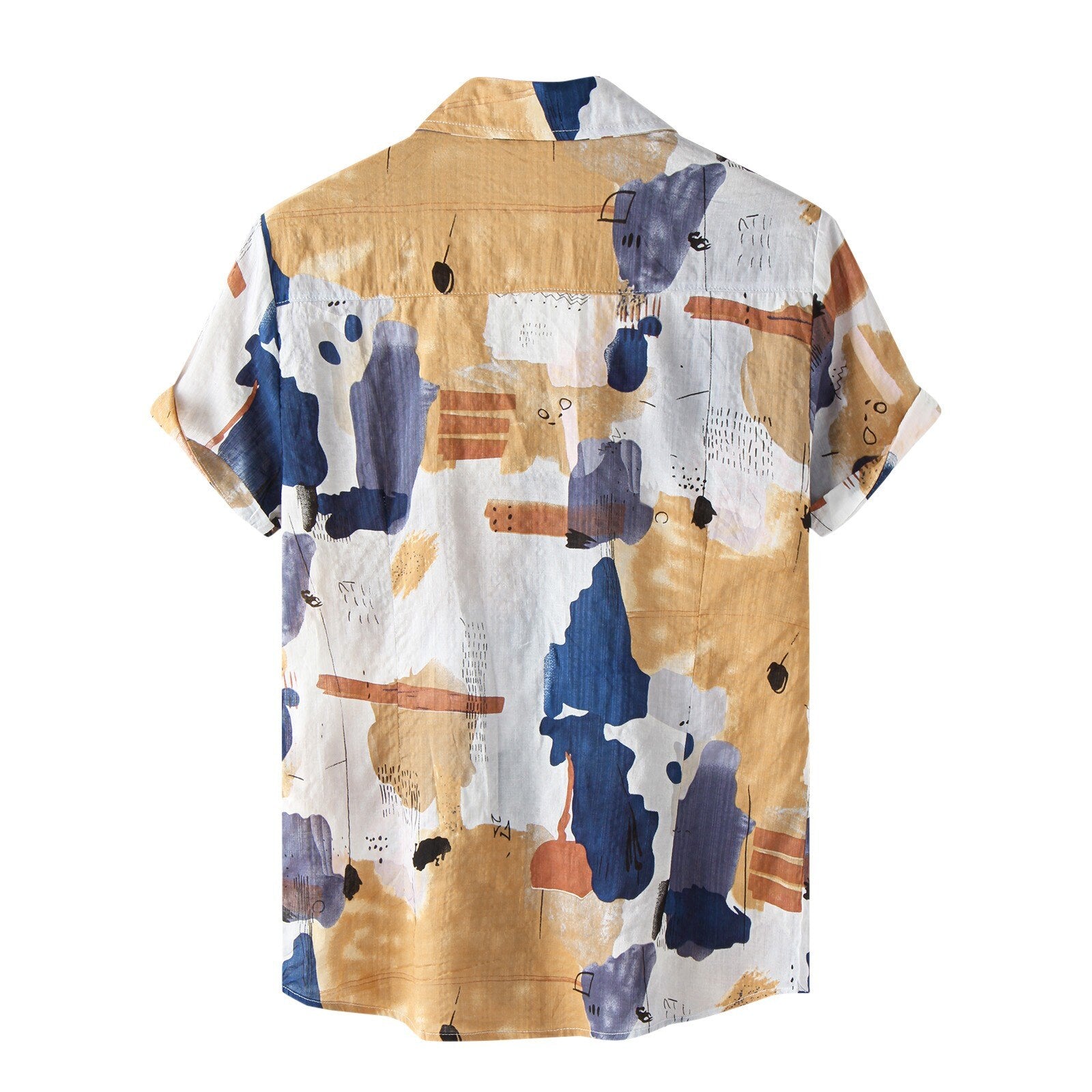 Casual shirt with short sleeves and abstract print