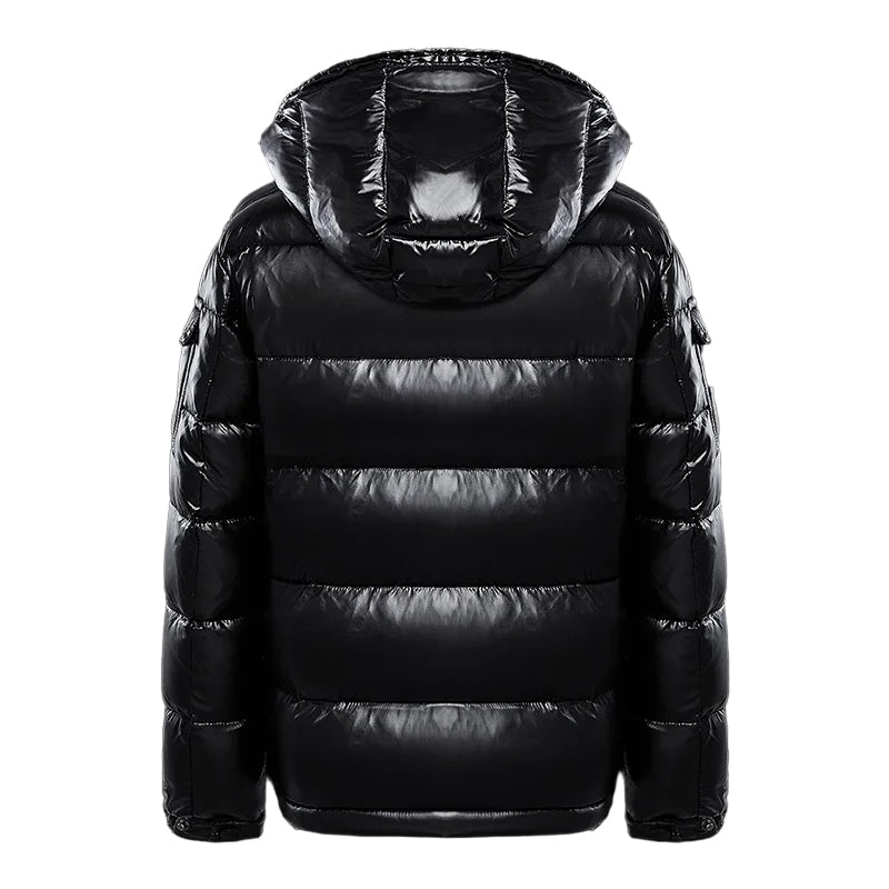 Ladies' down jacket black and elegantly shiny