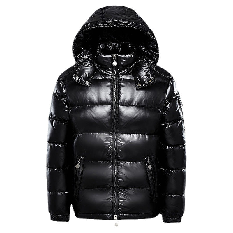 Ladies down jacket black shiny