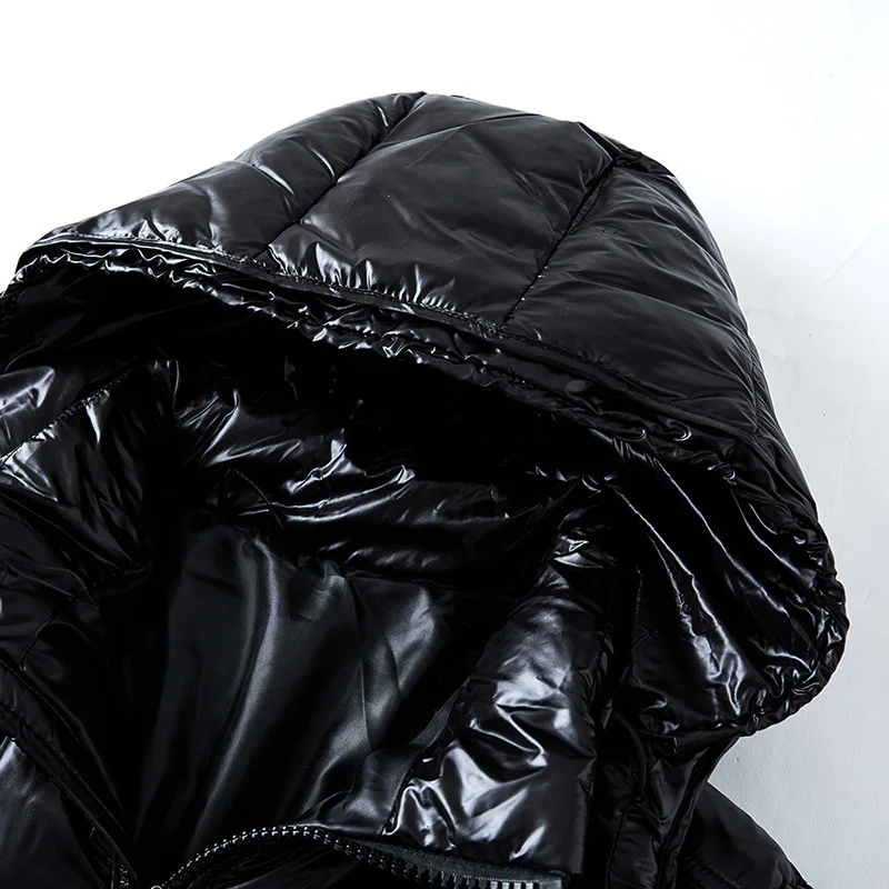 Ladies down jacket black shiny