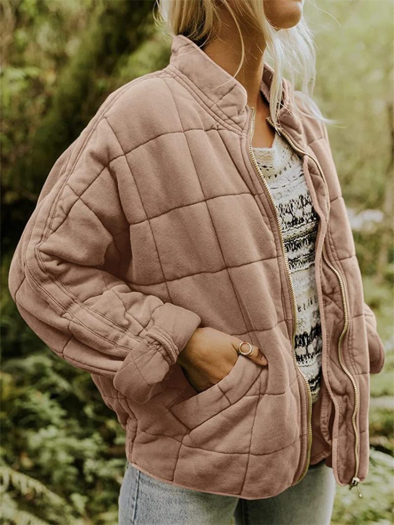 Quilted Fleece Zip-Up Jacket – Cozy and Lightweight Winter