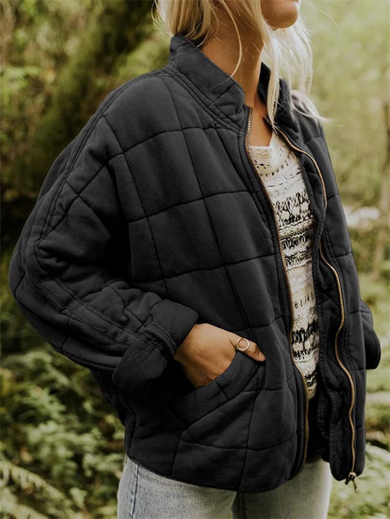 Quilted Fleece Zip-Up Jacket – Cozy and Lightweight Winter