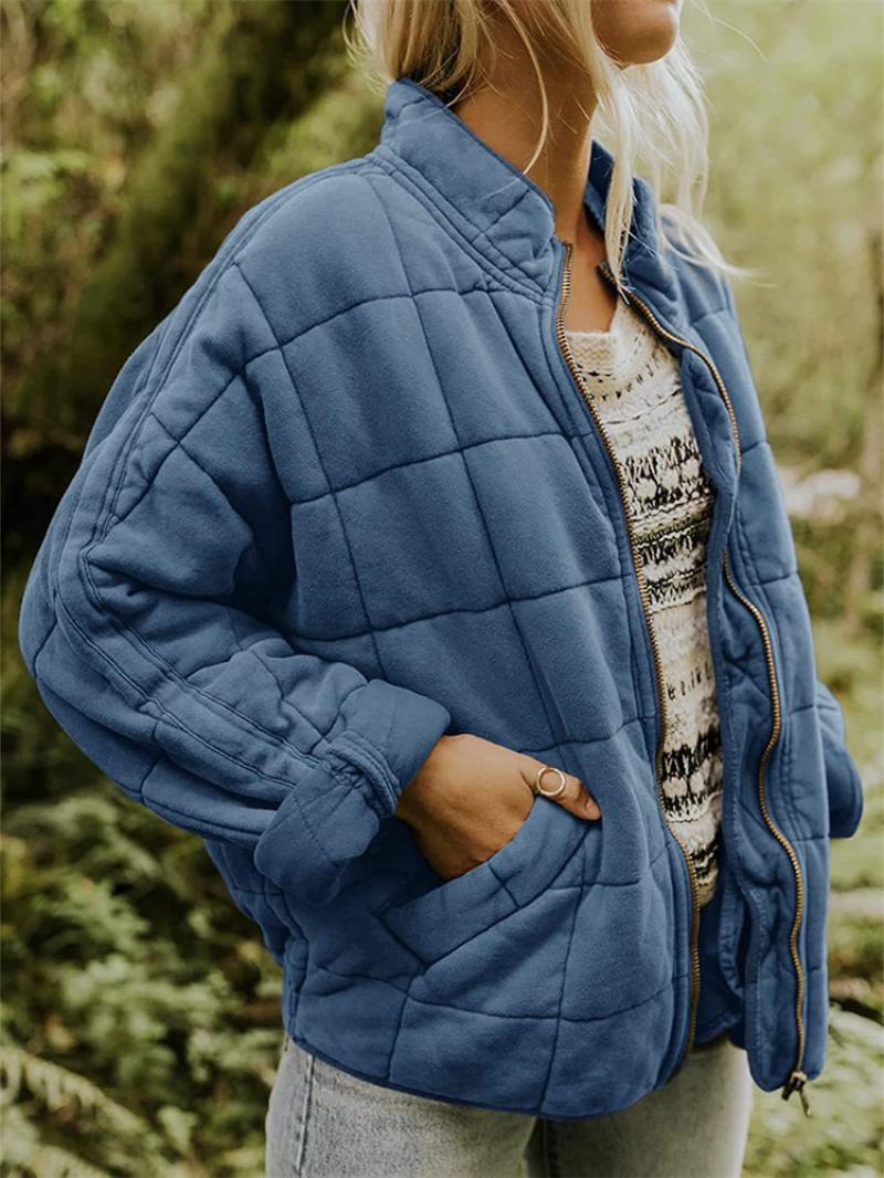 Quilted Fleece Zip-Up Jacket – Cozy and Lightweight Winter