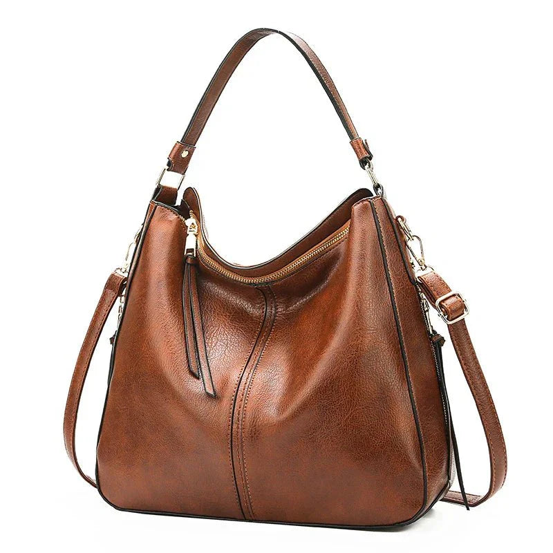 Spacious Leather Shoulder Bag