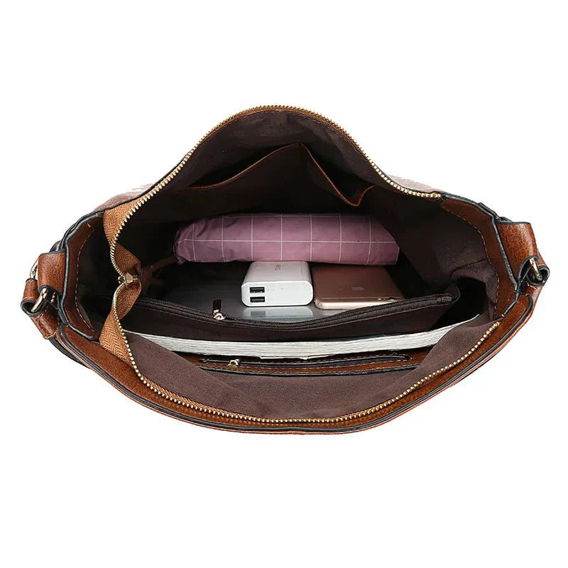 Spacious Leather Shoulder Bag