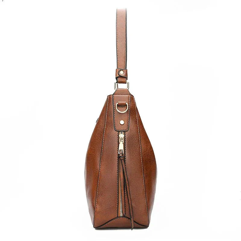 Spacious Leather Shoulder Bag