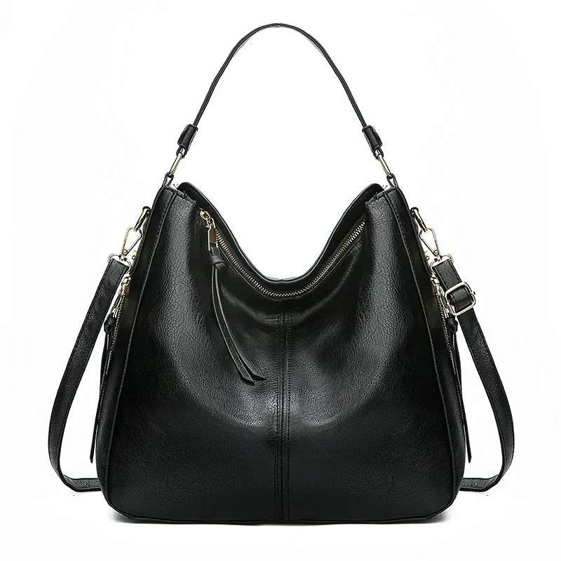 Spacious Leather Shoulder Bag