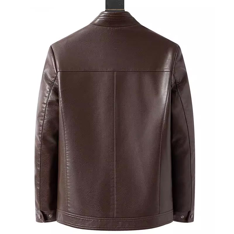 Eduardo™ - Men's leather jacket with warm fleece lining