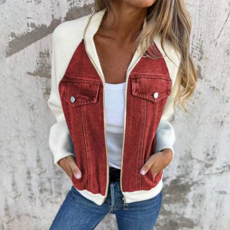 Zip-up denim jacket