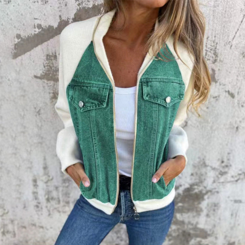 Zip-up denim jacket