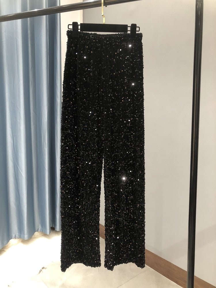 Straight Fit Sequin Pants