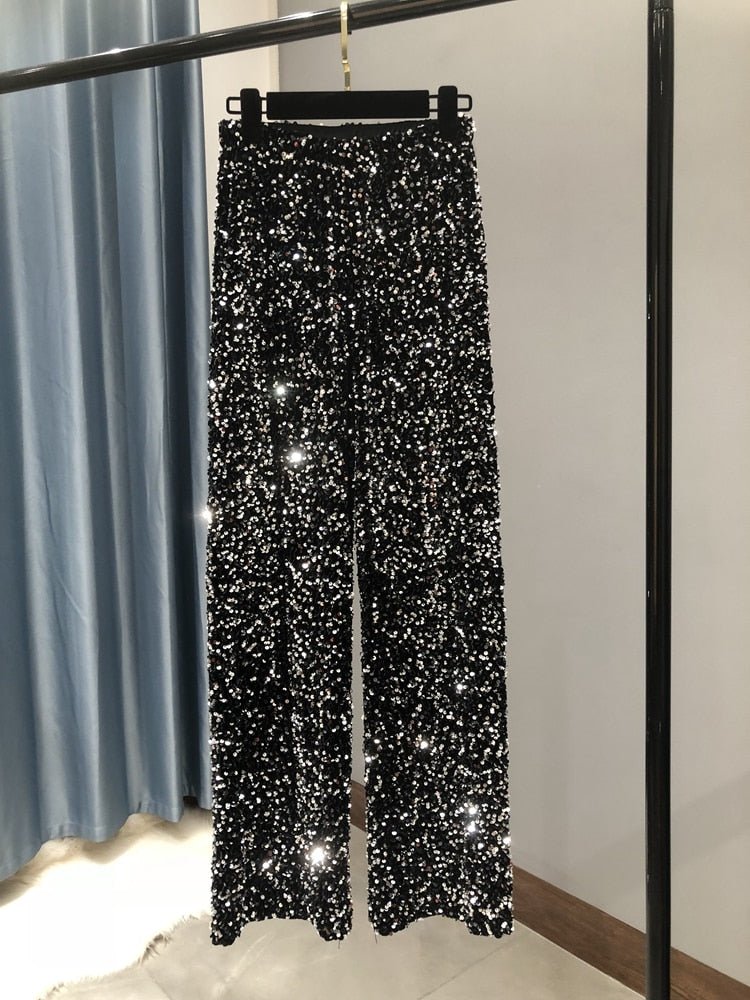 Straight Fit Sequin Pants