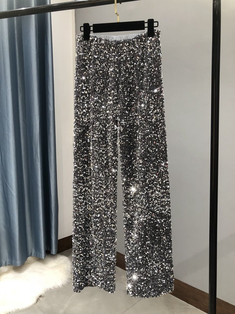 Straight Fit Sequin Pants