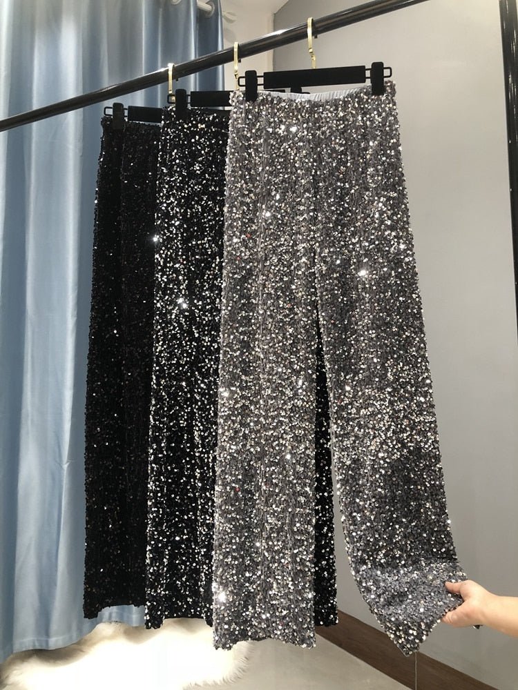 Straight Fit Sequin Pants