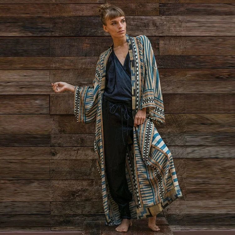 Beach kimono with Aztec pattern