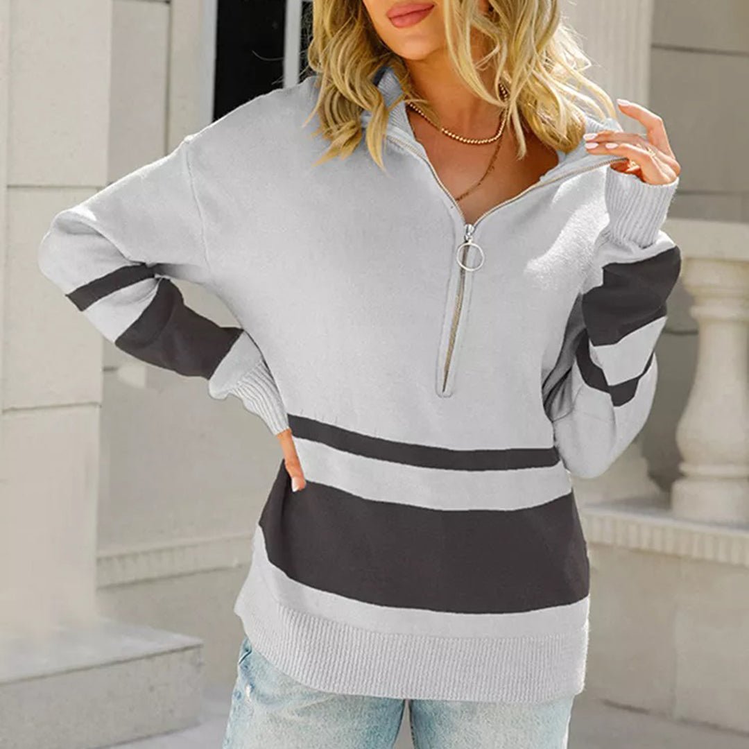 Striped Half-Zip Pullover