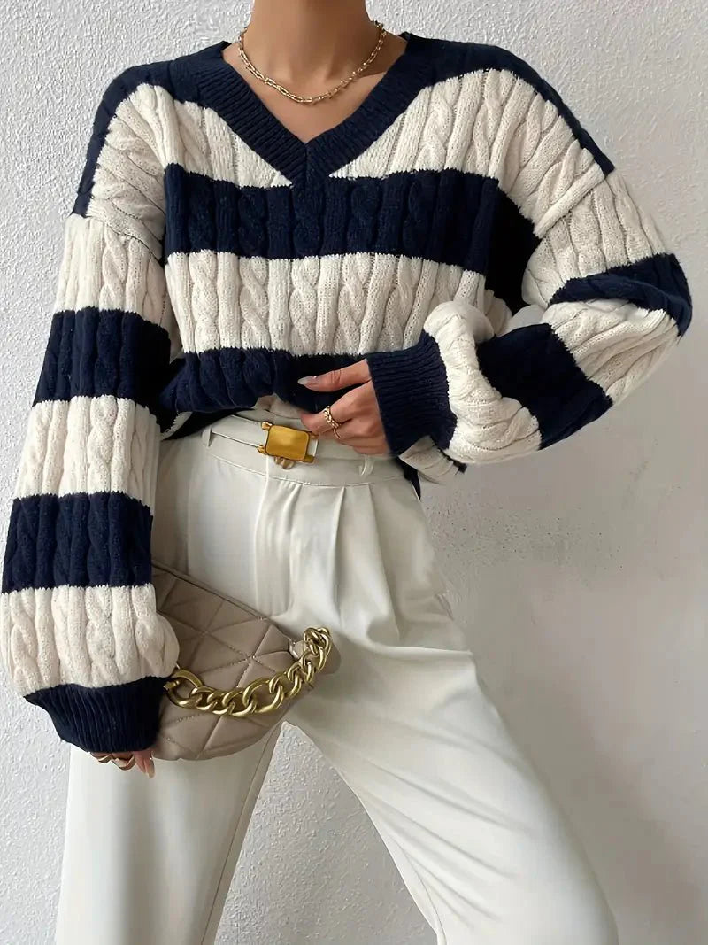 Striped V-Neck Sweater