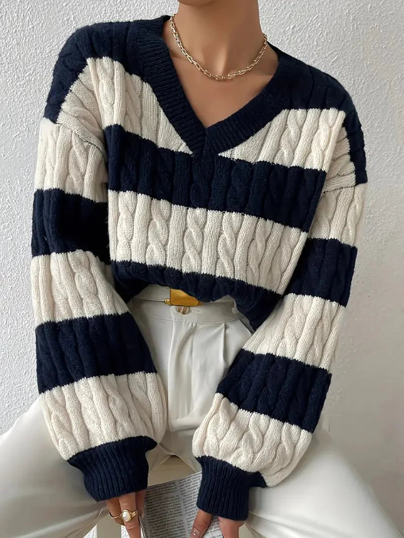 Striped V-Neck Sweater