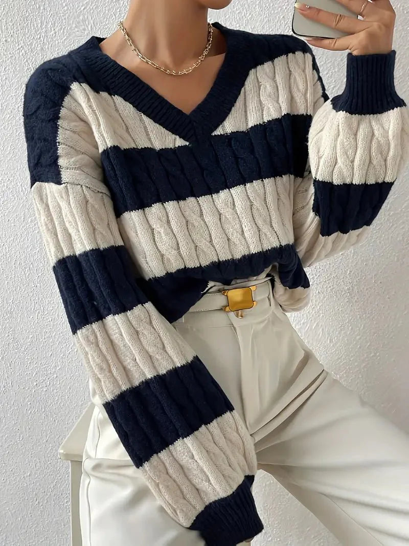 Striped V-Neck Sweater