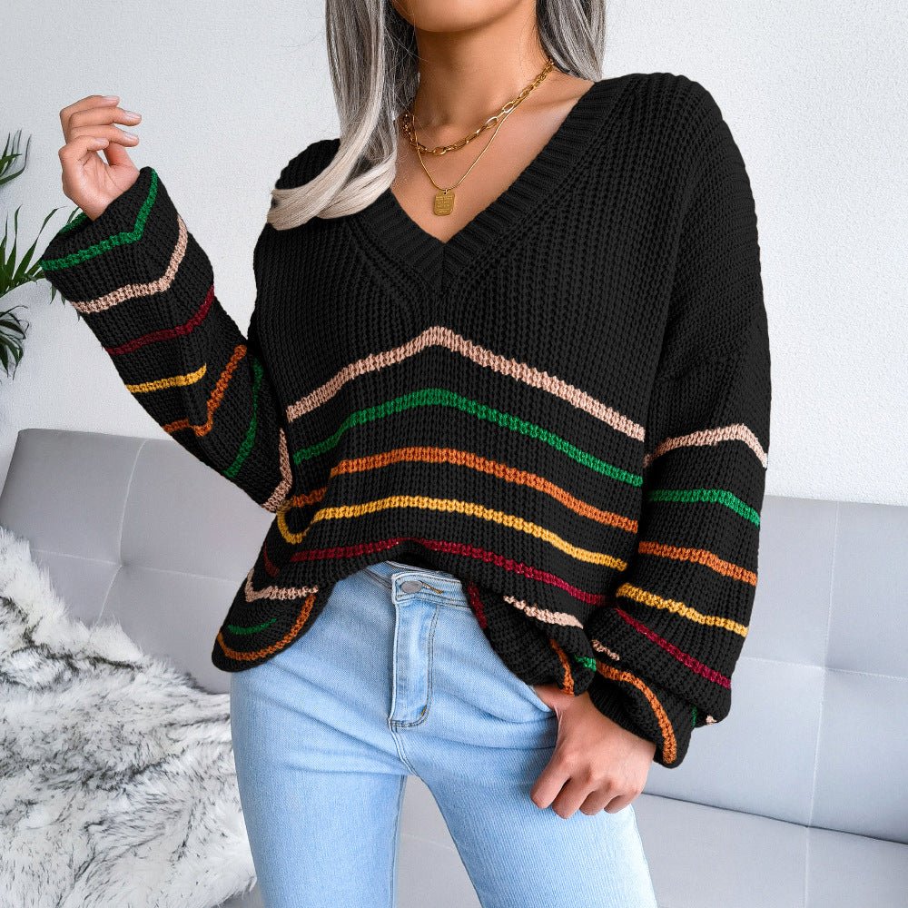 Striped V-Neck Sweater