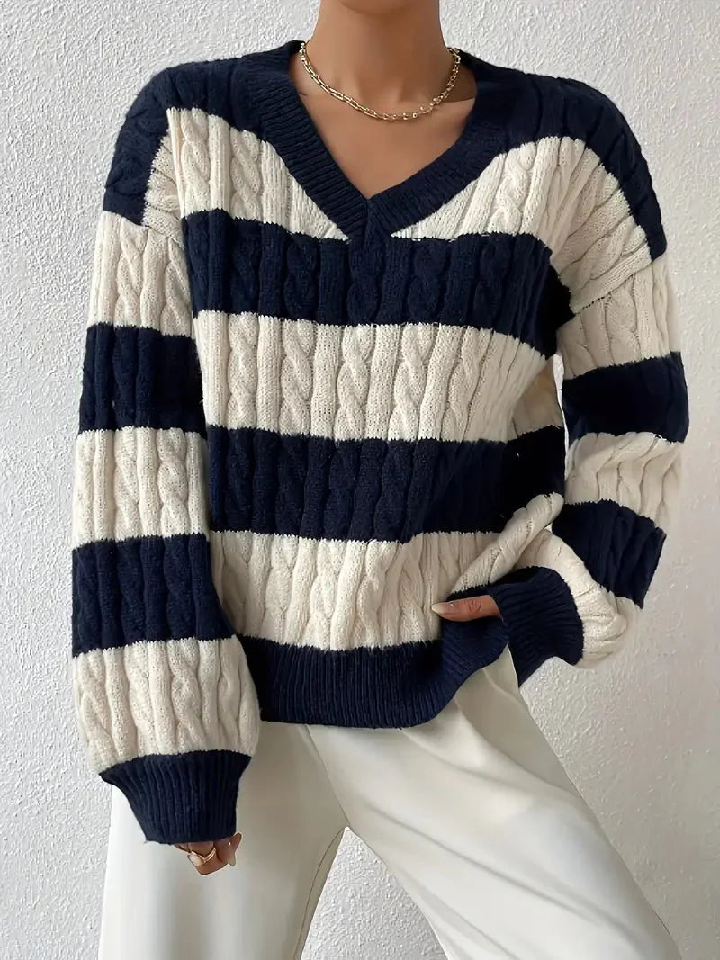 Striped V-Neck Sweater