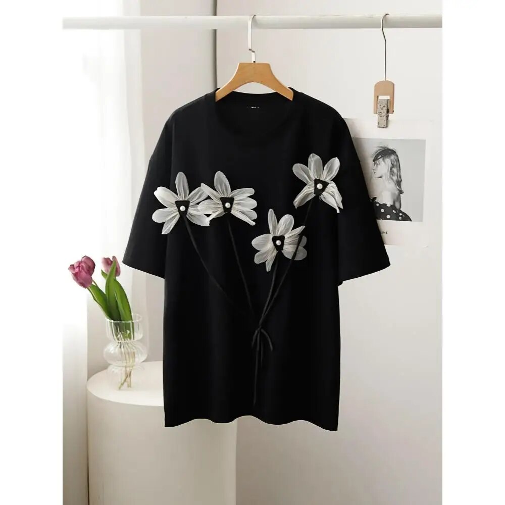 Summer T-Shirt Ladies Basic Floral Print