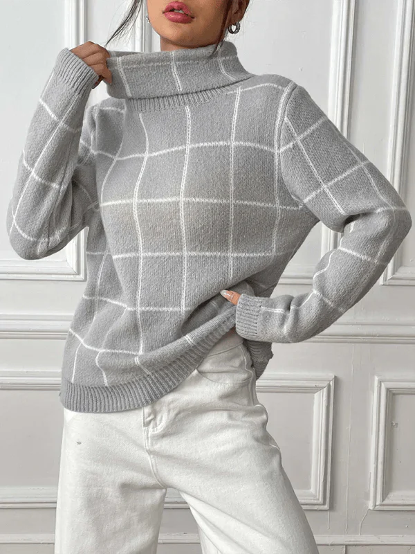 Turtleneck Check Sweater