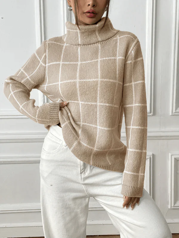 Turtleneck Check Sweater