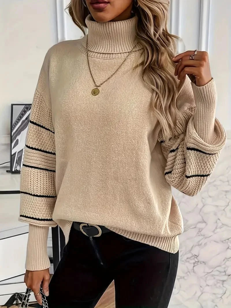 Turtleneck Sweater with Stripe Detail