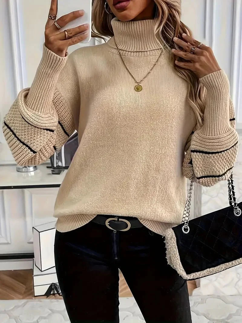 Turtleneck Sweater with Stripe Detail