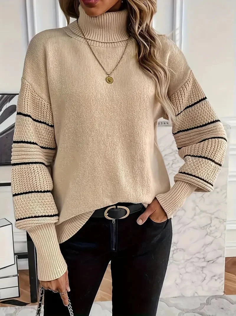 Turtleneck Sweater with Stripe Detail