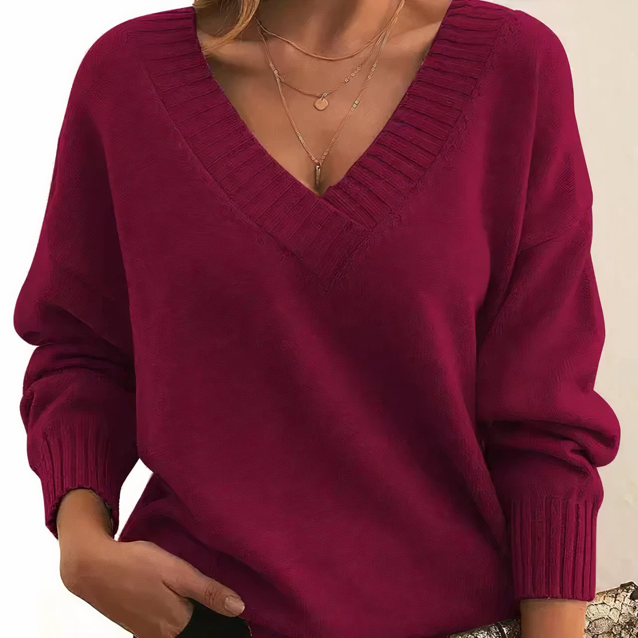 V-Neck Knit Sweater