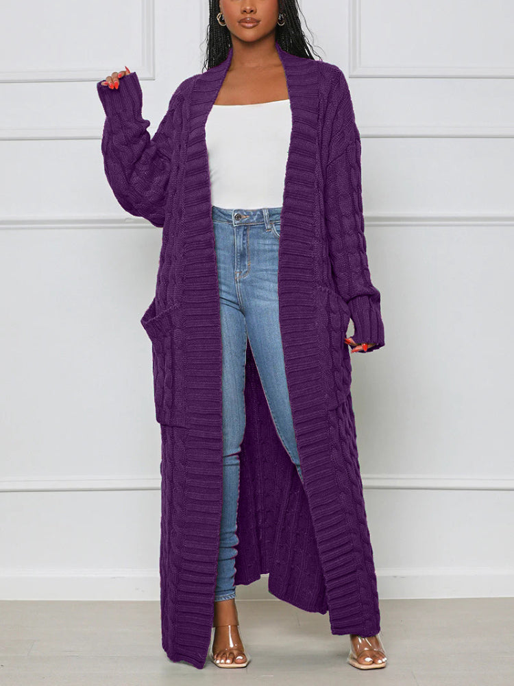 Cardigan with open front and long neckline