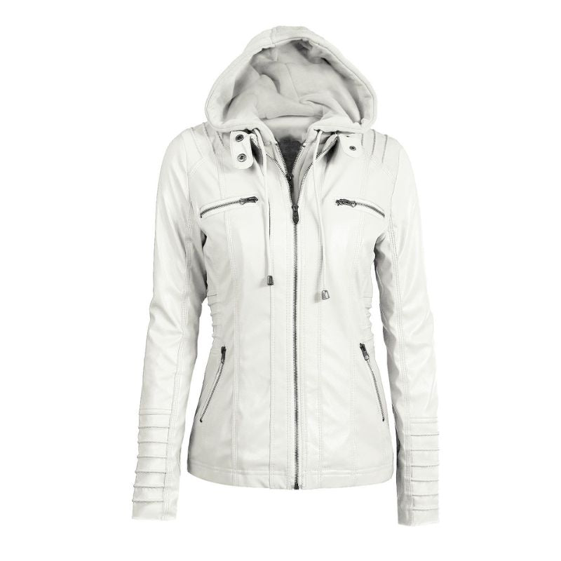 Hooded Leather Jacket for women