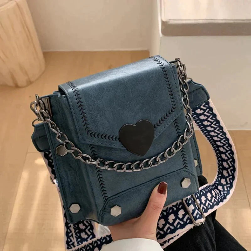 Vintage Heart Accent Crossbody Bag