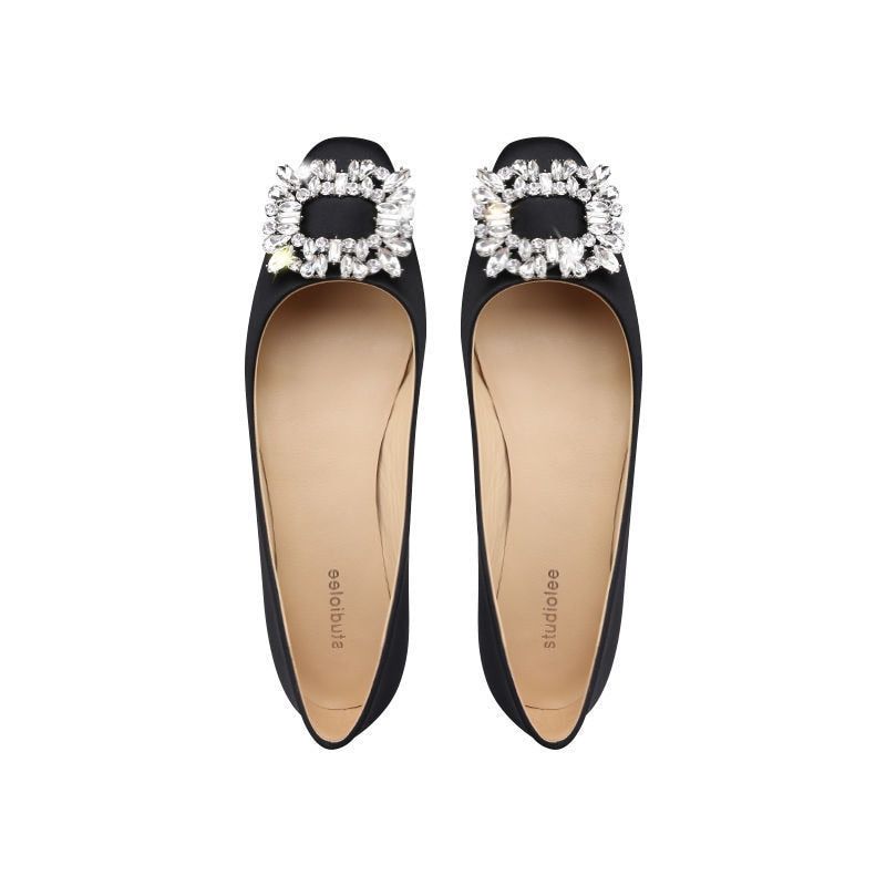 Embellished ballerinas with a satin finish