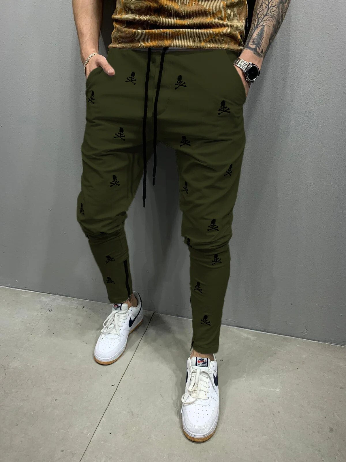 Slim-Fit Skeleton Trousers for Men